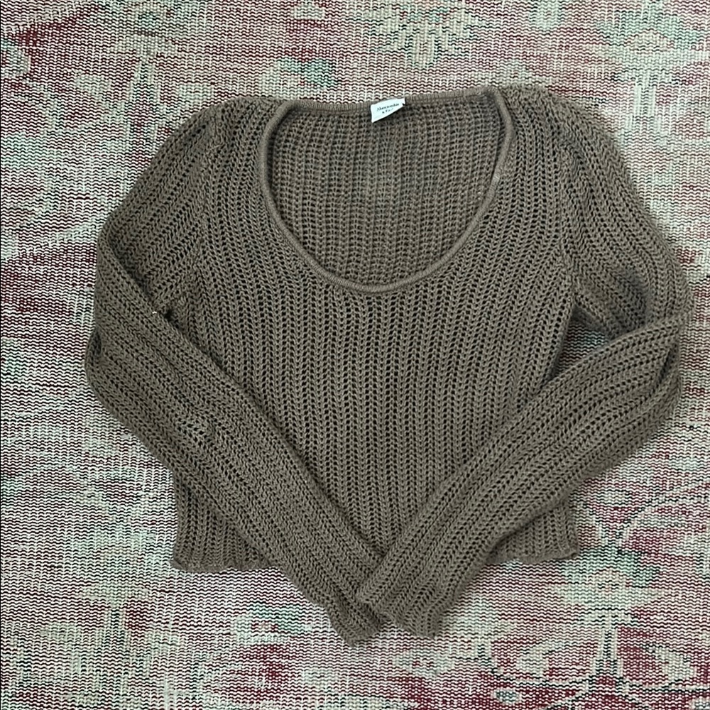 Abercrombie & Fitch Brown Crochet Sweater